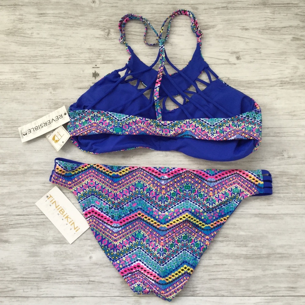 Reversible Multicolored & Blue Bikini Set - Picture 2 of 5